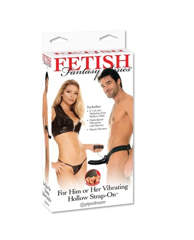 FETISH FANTASY SERIES - SANGLE CREUSE VIBRANTE POUR ELLE OU LUI NOIR