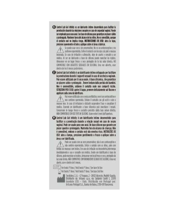 CONTROL - LUBRIFIANT  BASE DE SILICONE INFINITY 75 ML CONTROL - LUBRIFIANT  BASE DE SILICONE INFINITY 75 ML