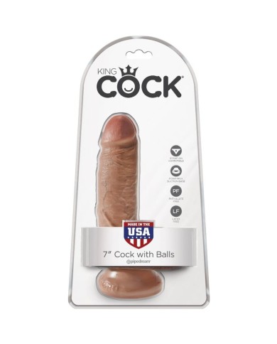 KING COCK - PÉNIS RÉALISTE AVEC BOULES 13.2 CM CARAMEL