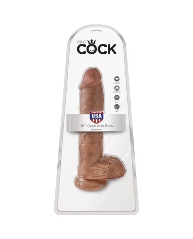 KING COCK - PÉNIS RÉALISTE AVEC BOULES 19.8 CM CARAMEL