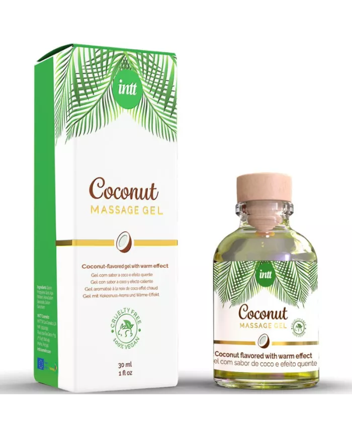 INTT - GEL DE MASSAGE VÉGAN AU SAVEUR DE COCO ET EFFET CHAUFFANT