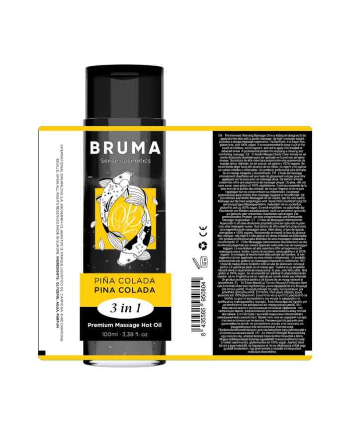 BRUMA - HUILE DE MASSAGE PREMIUM EFFET CHALEUR SAVEUR PINA COLADA 3 EN 1 - 100 ML