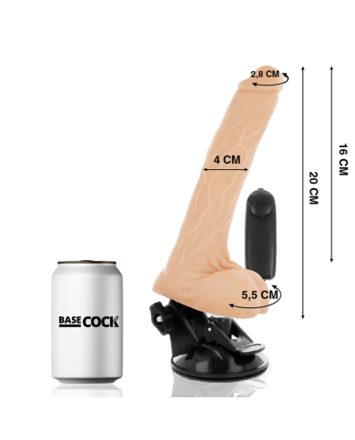 BASECOCK - VIBRATEUR NATUREL RÉALISTE TÉLÉCOMMANDE AVEC TESTICULES 20 CM -O- 4 CM