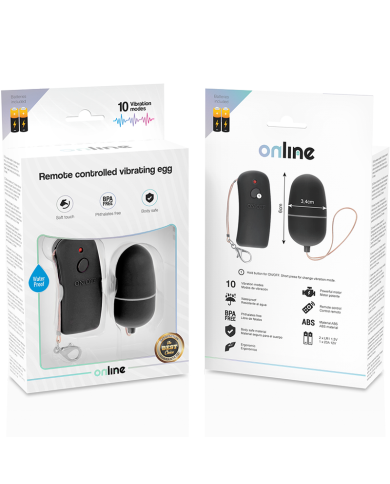 ONLINE - OEUF VIBRANT AVEC TÉLÉCOMMANDE NOIRE