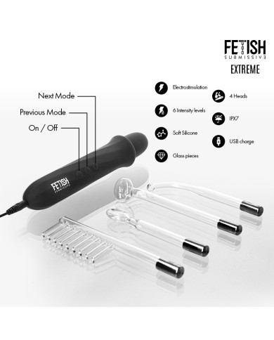 FETISH SUBMISSIVE - VIBRADOR WAND ELECTROESTIMULACIÓN ALTA FRECUENCIA
