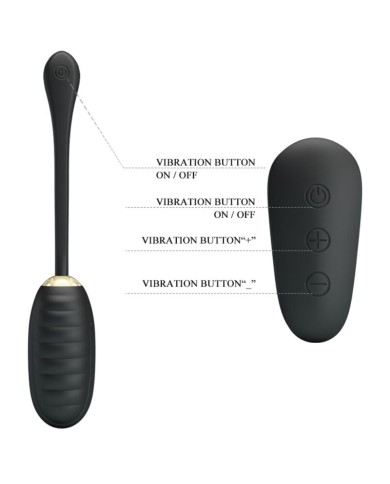 PRETTY LOVE - DOREEN OEUF VIBRANT RECHARGEABLE DE LUXE NOIR TÉLÉCOMMANDE