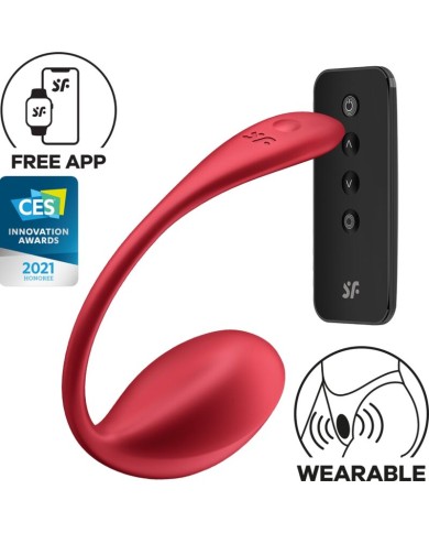 SATISFYER - SHINY PETAL STIMULATEUR À TÉLÉCOMMANDE À DISTANCE G POINT ROUGE APPLICATION GRATUITE