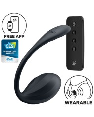 SATISFYER - RIBBED PETAL TÉLÉCOMMANDE DE STIMULATEUR DE POINT G NOIR APPLICATION GRATUITE
