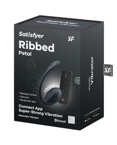 SATISFYER - RIBBED PETAL TÉLÉCOMMANDE DE STIMULATEUR DE POINT G NOIR APPLICATION GRATUITE
