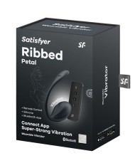 SATISFYER - RIBBED PETAL TÉLÉCOMMANDE DE STIMULATEUR DE POINT G NOIR APPLICATION GRATUITE