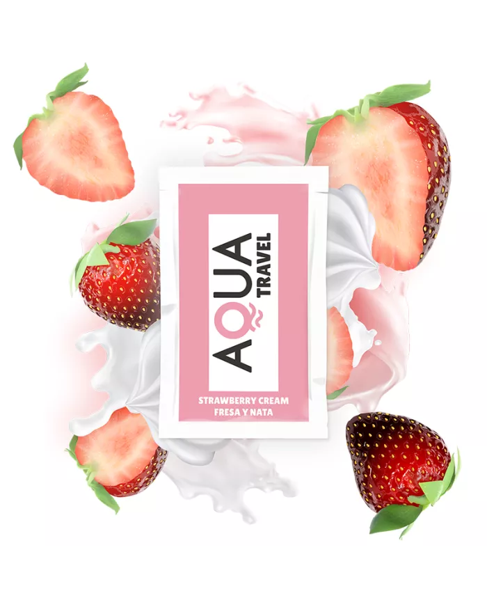 AQUA TRAVEL - LUBRIFIANT À BASE D'EAU SAVEUR CRÈME DE FRAISE 6 ML AQUA TRAVEL - LUBRIFIANT À BASE D'EAU SAVEUR CRÈME DE FRAISE 6 ML