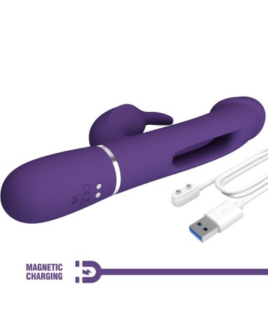 PRETTY LOVE - VIBRATEUR MULTIFONCTION 3 EN 1 KAMPAS RABBIT AVEC LANGUE VIOLET