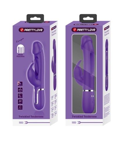 PRETTY LOVE - VIBRATEUR MULTIFONCTION 3 EN 1 KAMPAS RABBIT AVEC LANGUE VIOLET