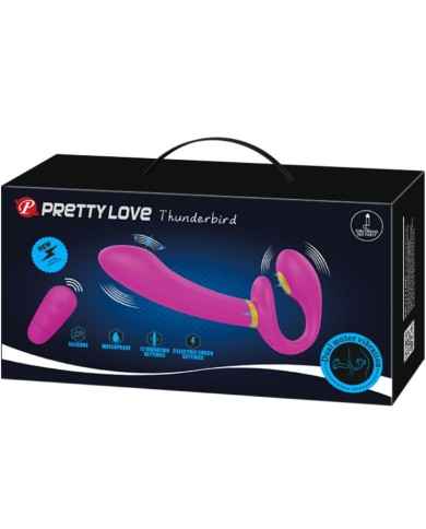 PRETTY LOVE - THUNDERBIRD DOUBLE VIBRATEUR STRAP-ON TÉLÉCOMMANDE VIOLET