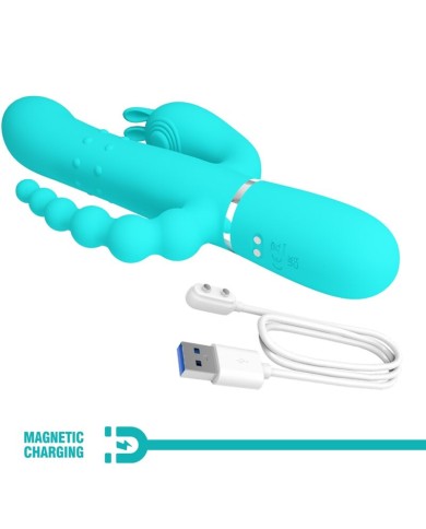 PRETTY LOVE - CAMMY 4 EN 1 VIBRATEUR MULTIFONCTION TRIPPLE RABBIT BLEU