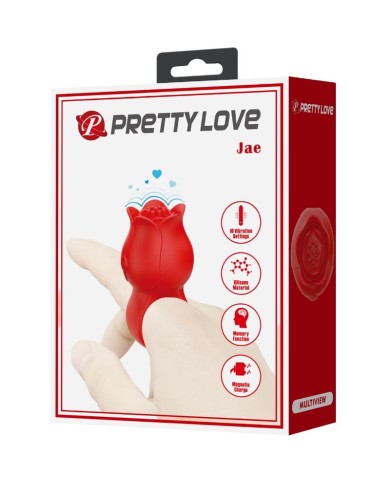 PRETTY LOVE - VIBRATEUR DE DOIGT EN FORME DE JAE ROSE 10 VIBRATIONS ROUGE