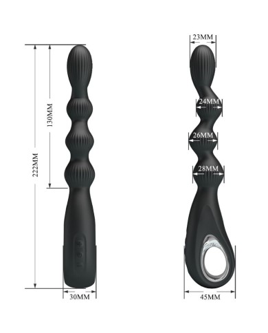 PRETTY LOVE - VIBRATEUR ANAL FEDERER 12 VIBRATIONS NOIR