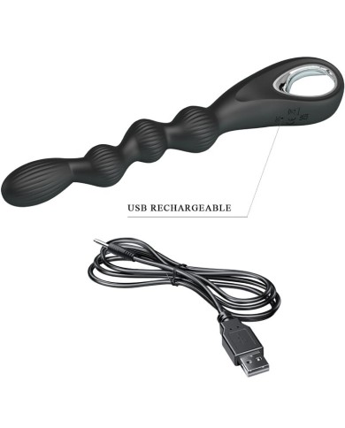 PRETTY LOVE - VIBRATEUR ANAL FEDERER 12 VIBRATIONS NOIR