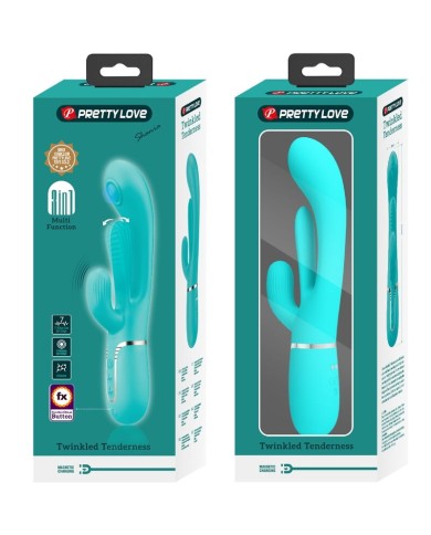 PRETTY LOVE - SHANIA TRIPLE RABBIT VIBRATEUR MULTIFONCTION 3 EN 1 BLEU
