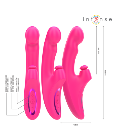 INTENSE - EMI VIBRATEUR 13,5 CM MULTIFONCTION 3 EN 1 10 VIBRATIONS ROSE