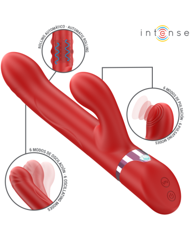 INTENSE - LELE VIBRATEUR MULTIFONCTION ROTATIF & OSCILLANT & STIMULANT ROUGE
