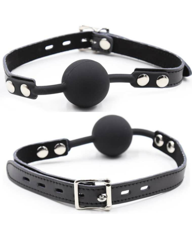 OHMAMA FETISH - BÂILLON BALLE EN SILICONE AVEC CEINTURE EN CUIR (CADENAS INCLUS)