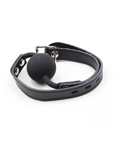 OHMAMA FETISH - BÂILLON BALLE EN SILICONE AVEC CEINTURE EN CUIR (CADENAS INCLUS)