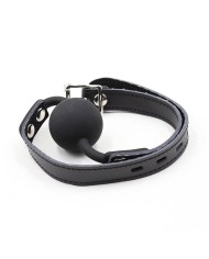 OHMAMA FETISH - BÂILLON BALLE EN SILICONE AVEC CEINTURE EN CUIR (CADENAS INCLUS)