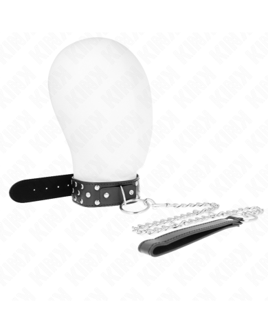 KINK - COLLIER RIVET ANNEAU AVEC CEINTURE 65 CM NOIR AJUSTABLE 36-50 CM X 3,8 CM