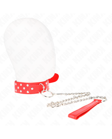 KINK - COLLIER RIVET ANNEAU AVEC CEINTURE 65 CM ROUGE AJUSTABLE 36-50 CM X 3,8 CM