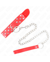 KINK - COLLIER RIVET ANNEAU AVEC CEINTURE 65 CM ROUGE AJUSTABLE 36-50 CM X 3,8 CM