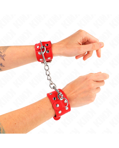 KINK - BRACELETS AVEC DOUBLE LIGNE DE CLOUS RÉGLABLES ROUGE