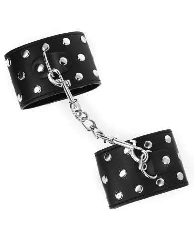 KINK - APPAREILS DE RETENUE POIGNETS AVEC FERMETURE PRESSION PLEINE DE RIVETS NOIR AJUSTABLE 19-24 CM X 5,5 CM