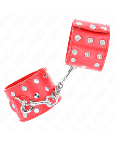 KINK - APPAREILS DE RETENUE POIGNETS AVEC FERMETURE PRESSION PLEINE DE RIVETS ROUGE AJUSTABLE 19-24 CM X 5,5 CM