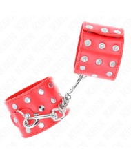 KINK - APPAREILS DE RETENUE POIGNETS AVEC FERMETURE PRESSION PLEINE DE RIVETS ROUGE AJUSTABLE 19-24 CM X 5,5 CM