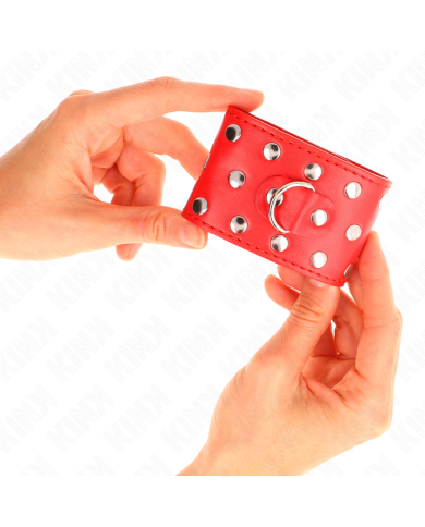 KINK - APPAREILS DE RETENUE POIGNETS AVEC FERMETURE PRESSION PLEINE DE RIVETS ROUGE AJUSTABLE 19-24 CM X 5,5 CM