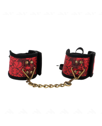 KINK - ATTACHE-POIGNETS SCANDAL DÉTAILS DENTELLE ROUGE-NOIR 24,5 CM X 6,5 CM