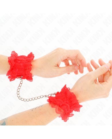 KINK - ATTENTES-POIGNETS ÉLASTIQUES EN DENTELLE ROUGE