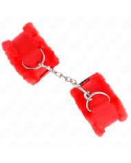 KINK - APPUI-POIGNETS DOUBLÉS DE FOURRURE ROUGE AJUSTABLE 17-31 CM X 7 CM