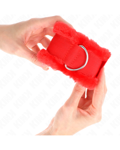 KINK - APPUI-POIGNETS DOUBLÉS DE FOURRURE ROUGE AJUSTABLE 17-31 CM X 7 CM