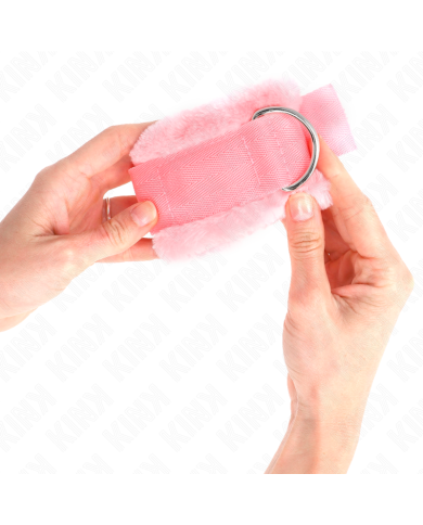 KINK - APPUI-POIGNETS DOUBLÉS DE FOURRURE ROSE RÉGLABLE 17-31 CM X 7 CM