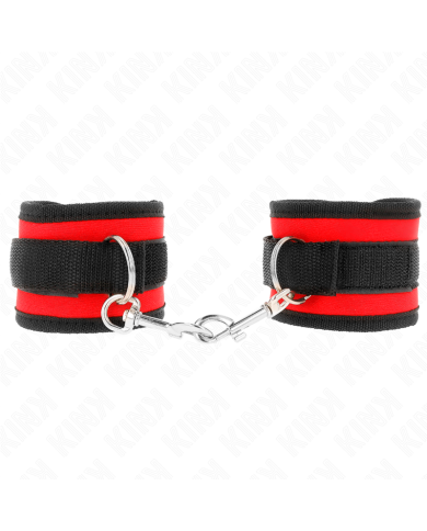 KINK - APPAREILS-POIGNETS À CROCHET ET BOUCLE EN NYLON ROUGE-NOIR MODÈLE 2 RÉGLABLE 18-35 CM X 6 CM