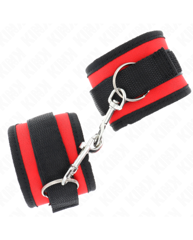 KINK - APPAREILS-POIGNETS À CROCHET ET BOUCLE EN NYLON ROUGE-NOIR MODÈLE 2 RÉGLABLE 18-35 CM X 6 CM