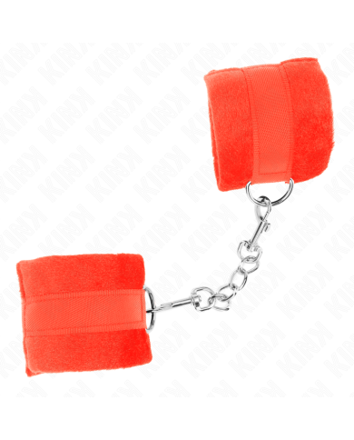 KINK - MANCHETTES DÉBUTANT EN FOURRURE ROUGE 30 X 7 CM