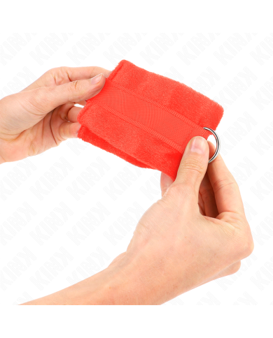 KINK - MANCHETTES DÉBUTANT EN FOURRURE ROUGE 30 X 7 CM