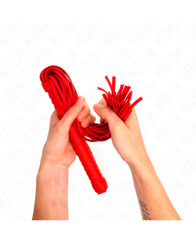 KINK - FOUET AVEC MANCHE TEXTURÉ ROUGE 48,5 CM