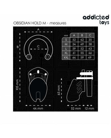 ADDICTED TOYS LOCKED - CAGE À PÉNIS OBSIDIAN HOLD TAILLE M