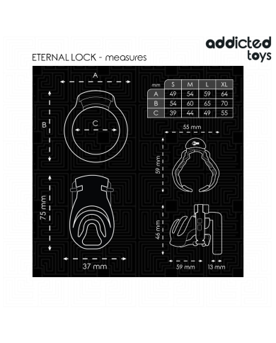 ADDICTED TOYS LOCKED - CAGE À PÉNIS À VERROUILLAGE ÉTERNEL 9 CM
