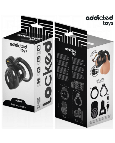 ADDICTED TOYS LOCKED - CAGE À PÉNIS À VERROUILLAGE ÉTERNEL 9 CM
