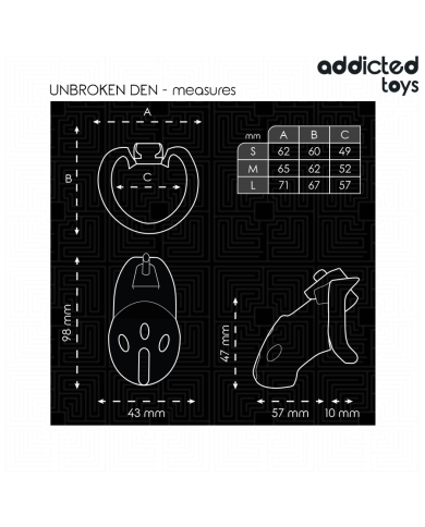 ADDICTED TOYS LOCKED - CAGE À PÉNIS UNBROKEN DEN 9,8 CM